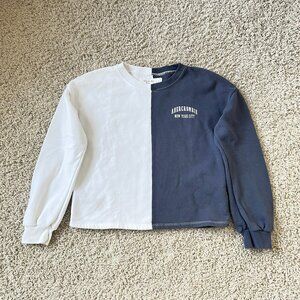 Abercrombie & Fitch Girls Cropped Two Tone New York Sweatshirt Sz 13/14